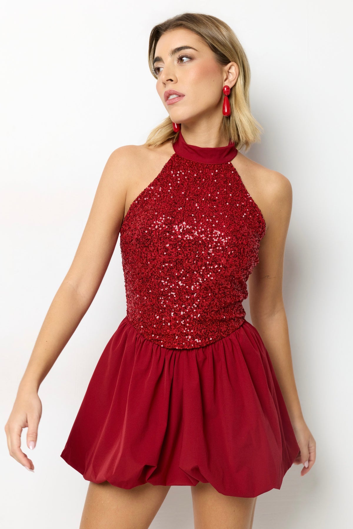 Vestido corto Globo Burdeos