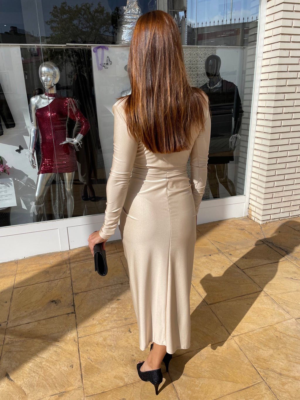 Vestido Alexandra manga beige image 5