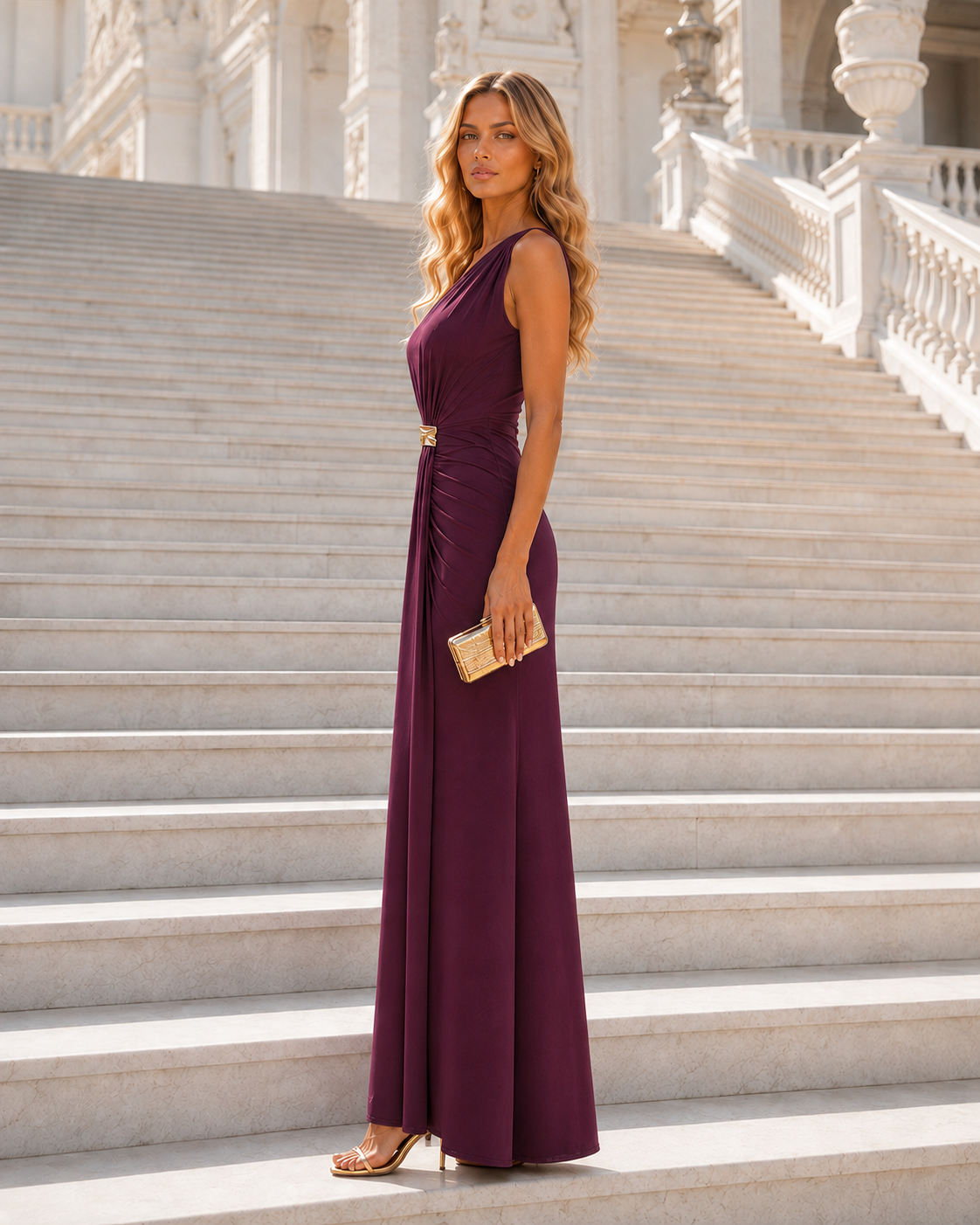Vestido largo Celine Burdeos