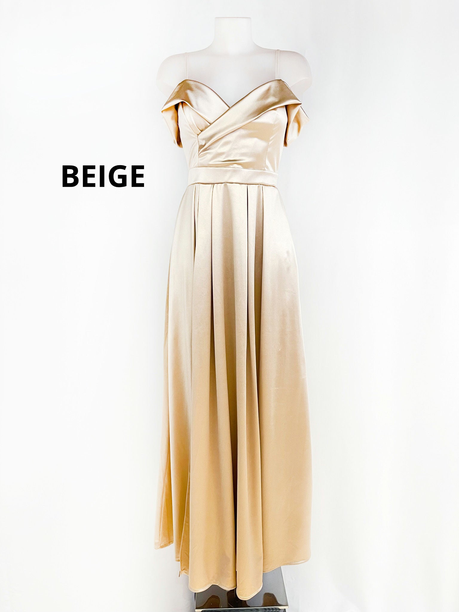 Vestido largo Ico novia blanco y beige image 5