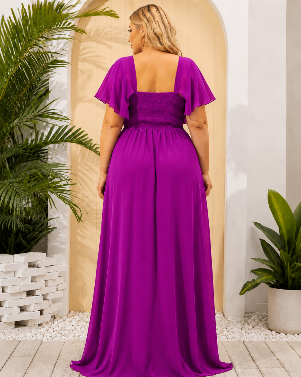Vestido largo Roxana curvy buganvilla