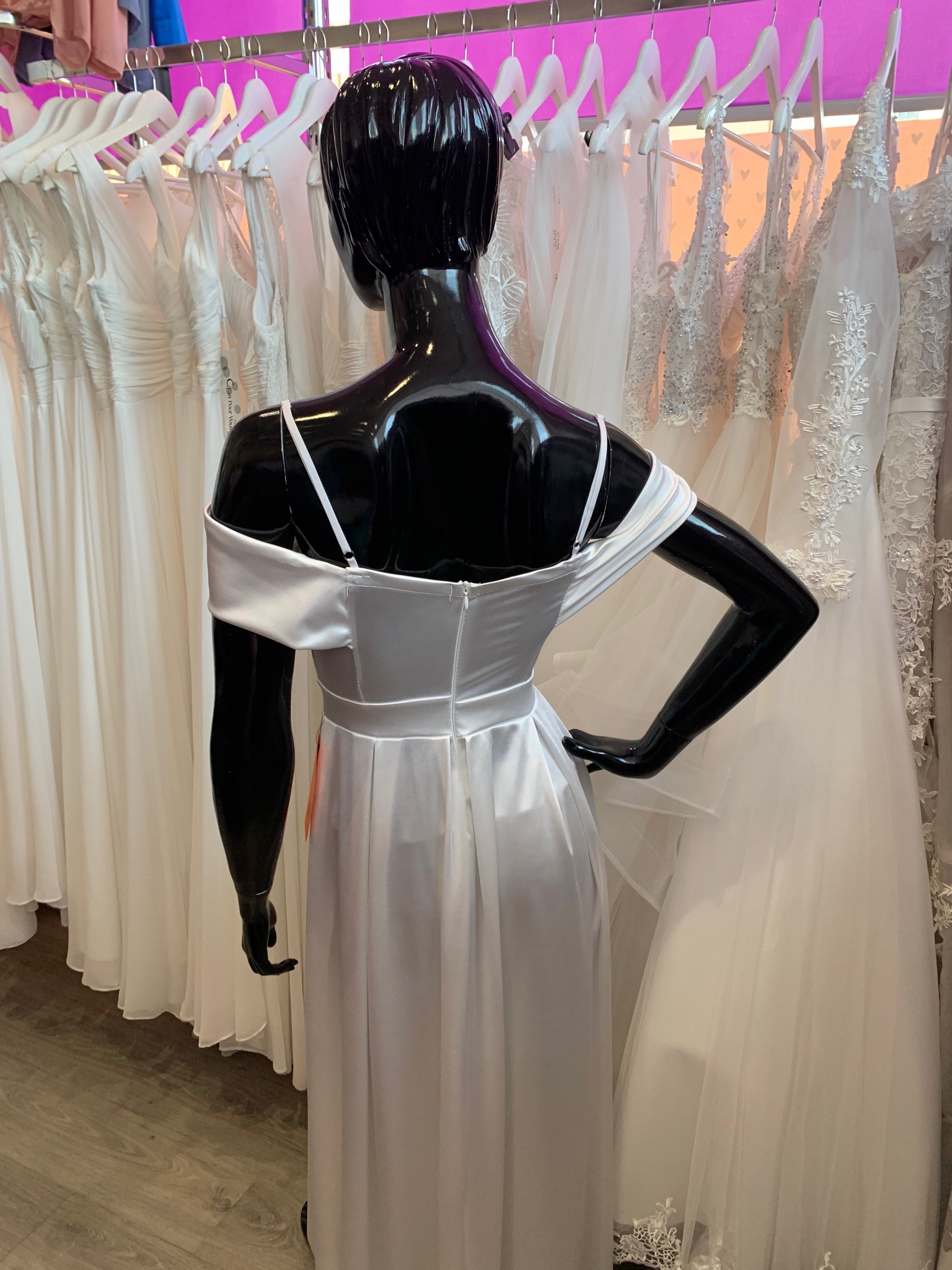 Vestido largo Ico novia blanco y beige image 4
