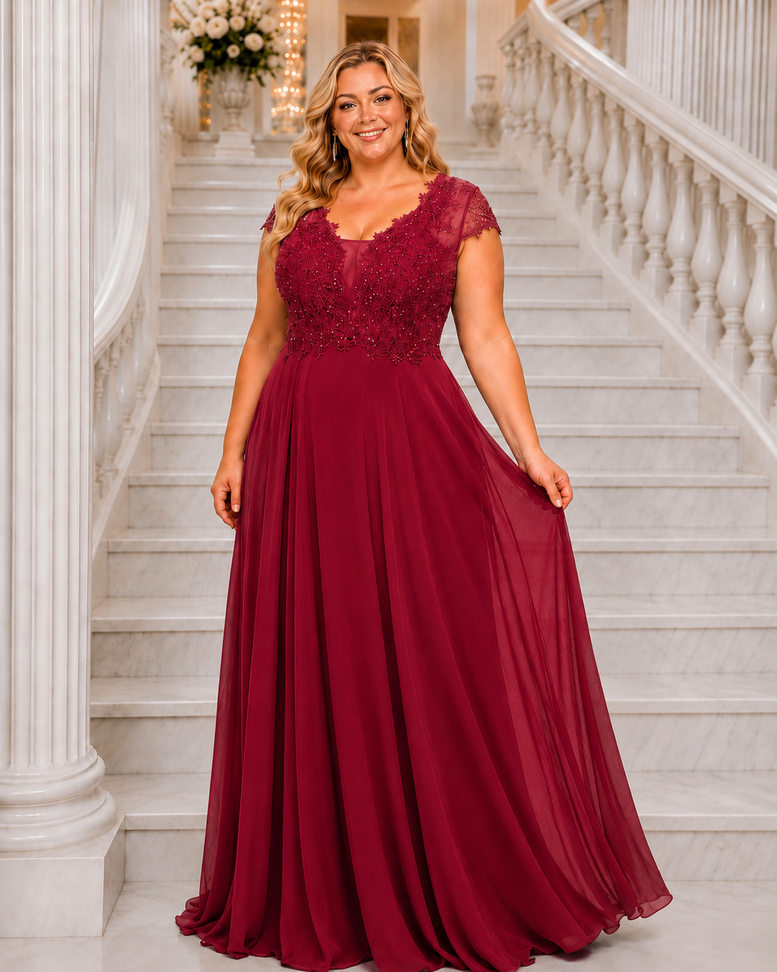 Vestido largo TG Italia Burdeos