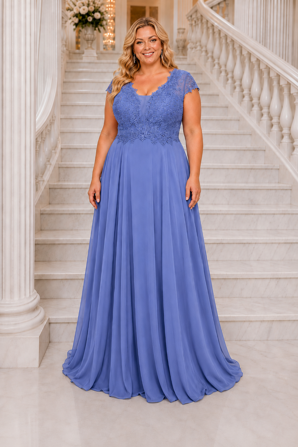 Vestido largo TG Italia Celeste Grisáceo