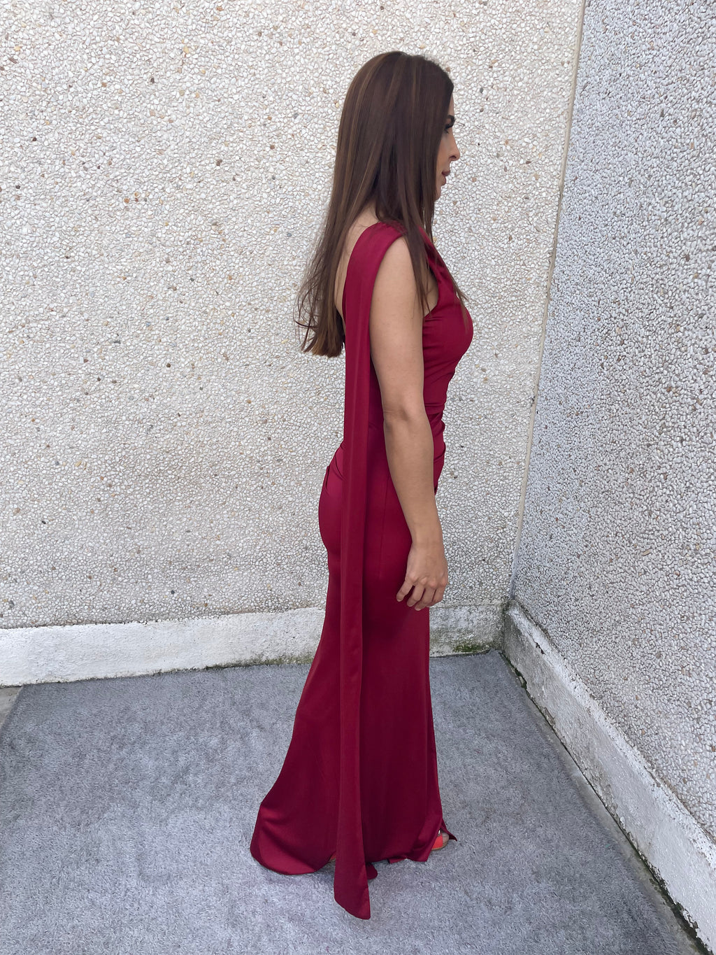 Vestido largo Amaia burdeos