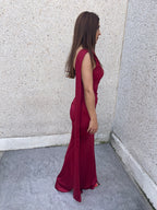 Vestido largo Amaia burdeos