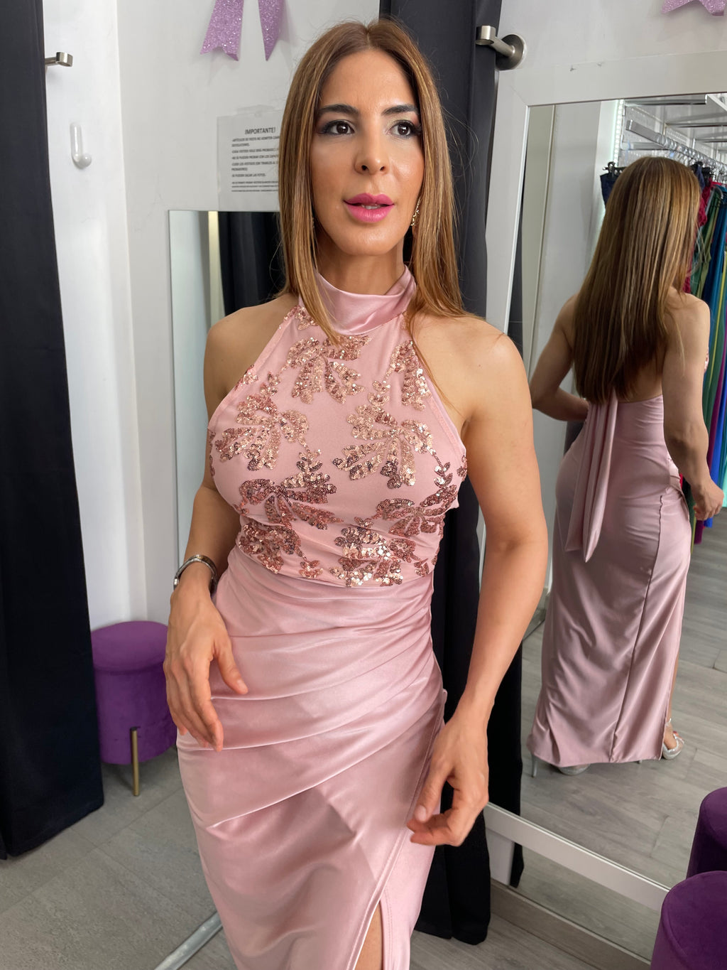 Vestido largo Gisela Rosa + colores