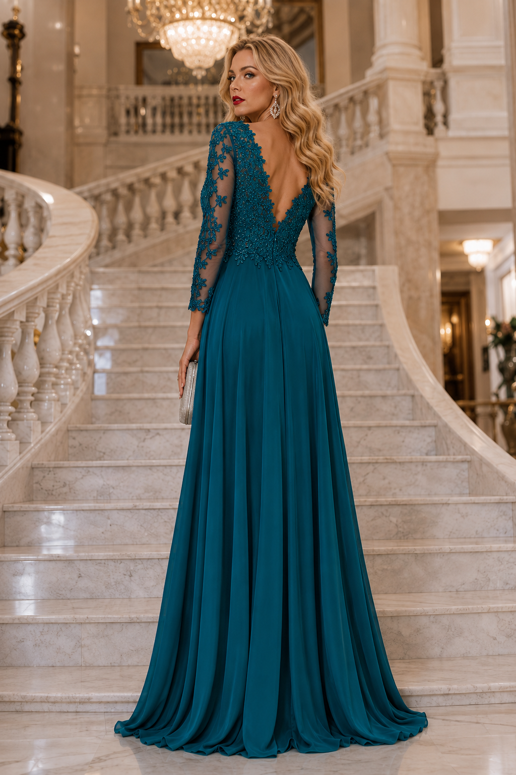Vestido largo Texas manga larga Petróleo