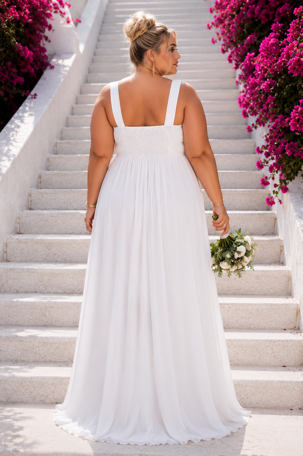Vestido largo curvy novia Enma blanco