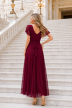 Vestido largo Érika tul Burdeos