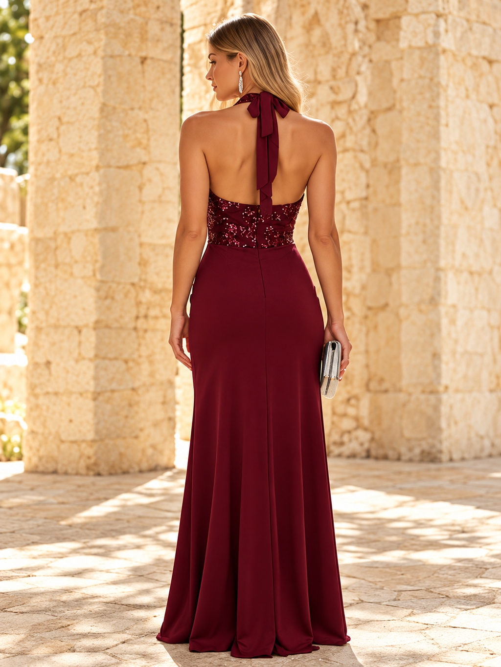 Vestido largo Sky Burdeos
