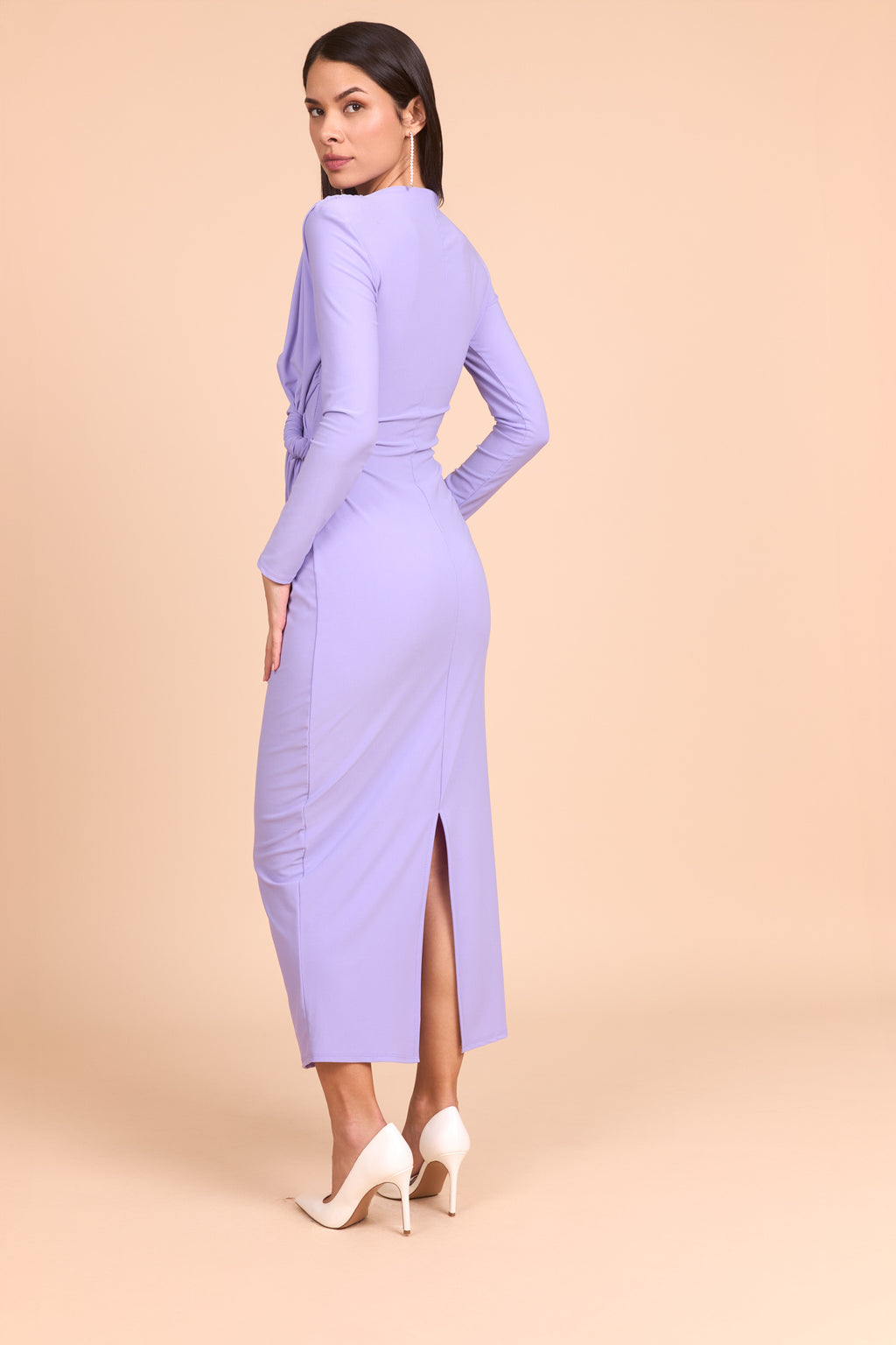 Vestido largo Kai manga larga lila