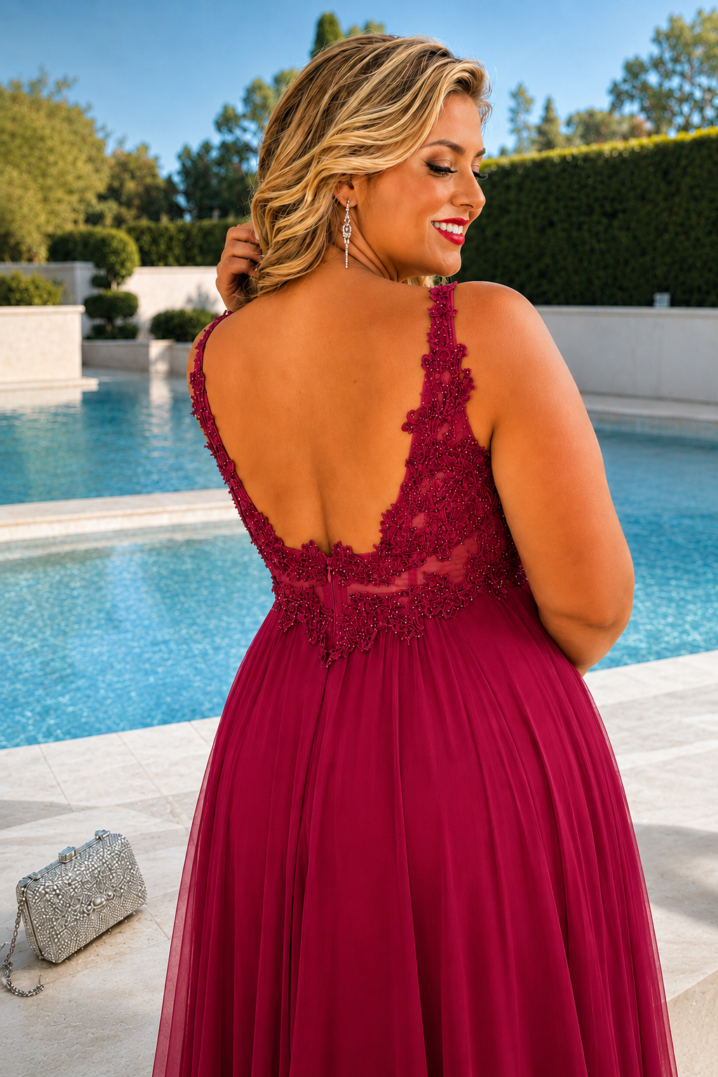 Vestido largo TG Eda Burdeos