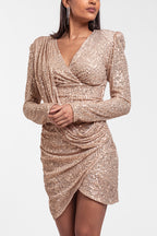 Vestido corto lentejuelas Oro image 3