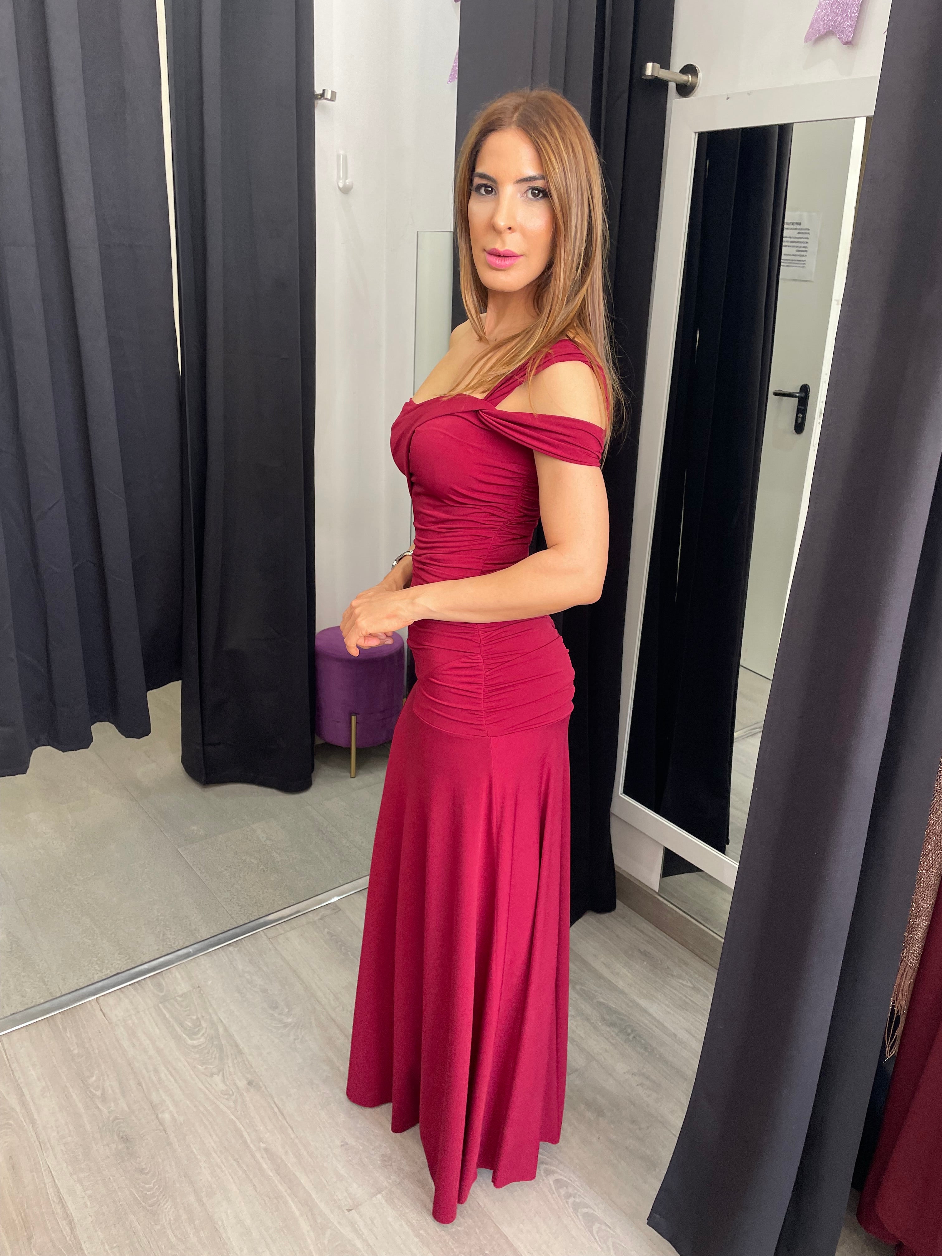 Vestido largo Fiona burdeos