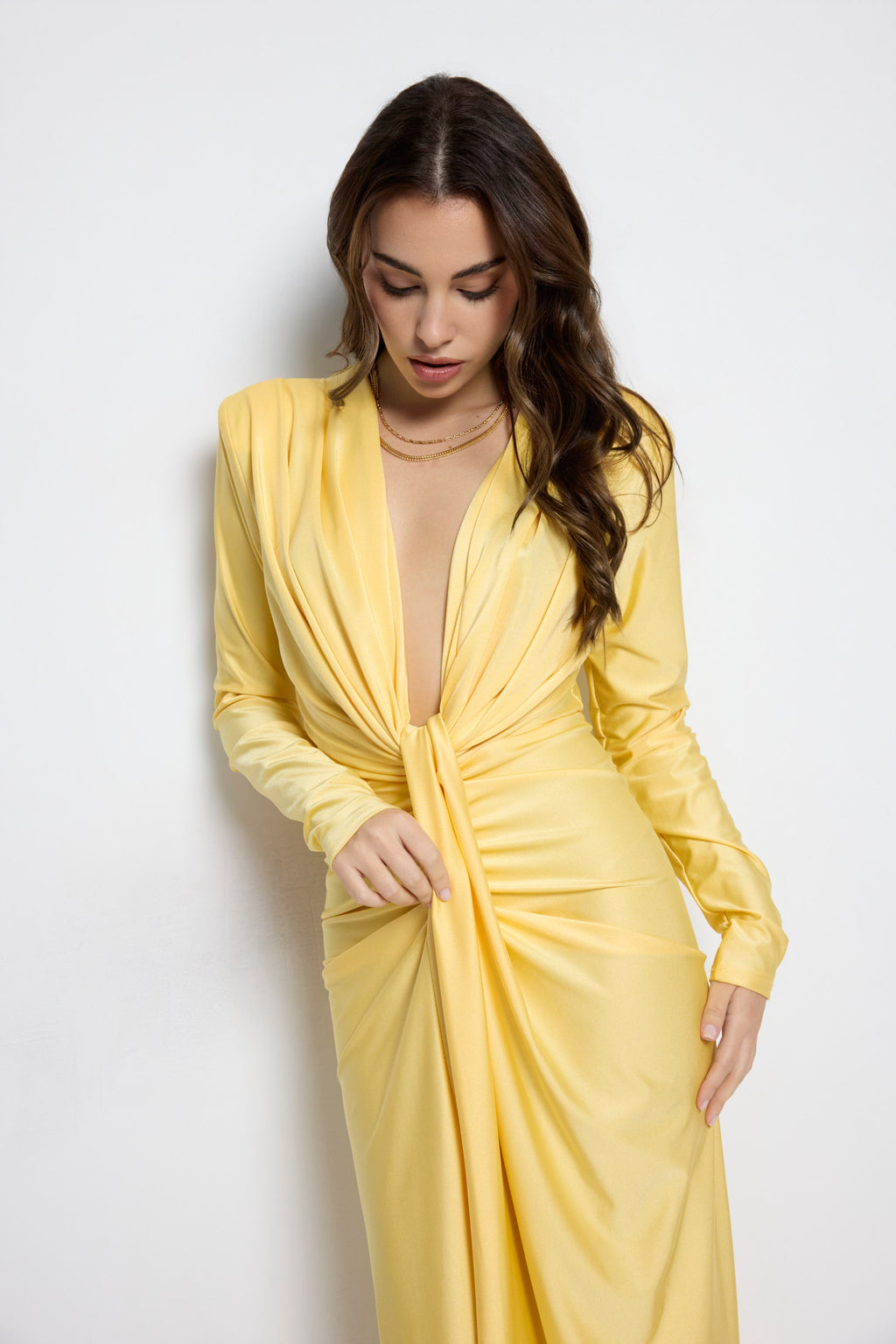Vestido largo Alexandra manga Amarillo