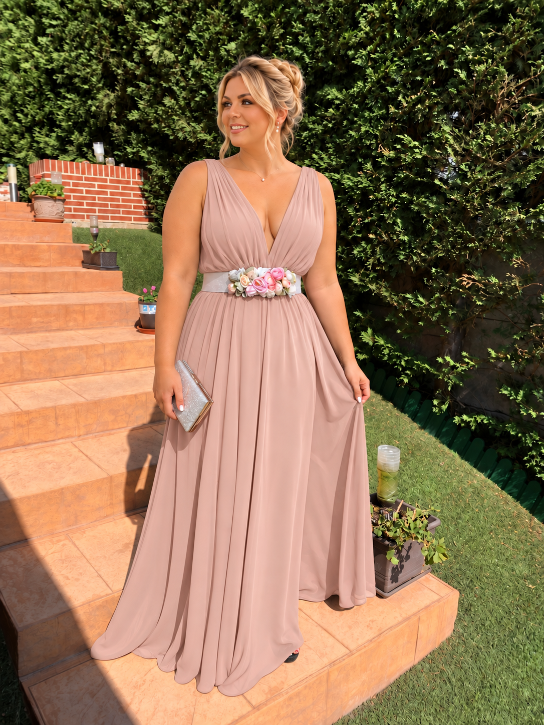 Vestido largo Rose maquillaje
