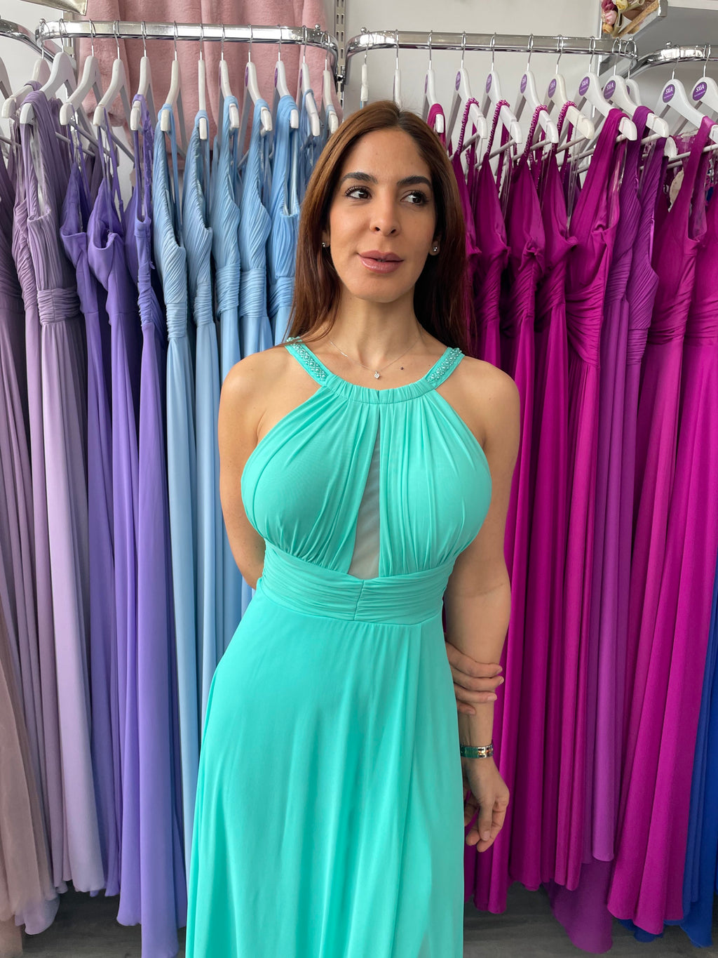 Vestido Suhaila abertura aguamarina  image 3