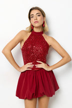 Vestido corto Globo Burdeos