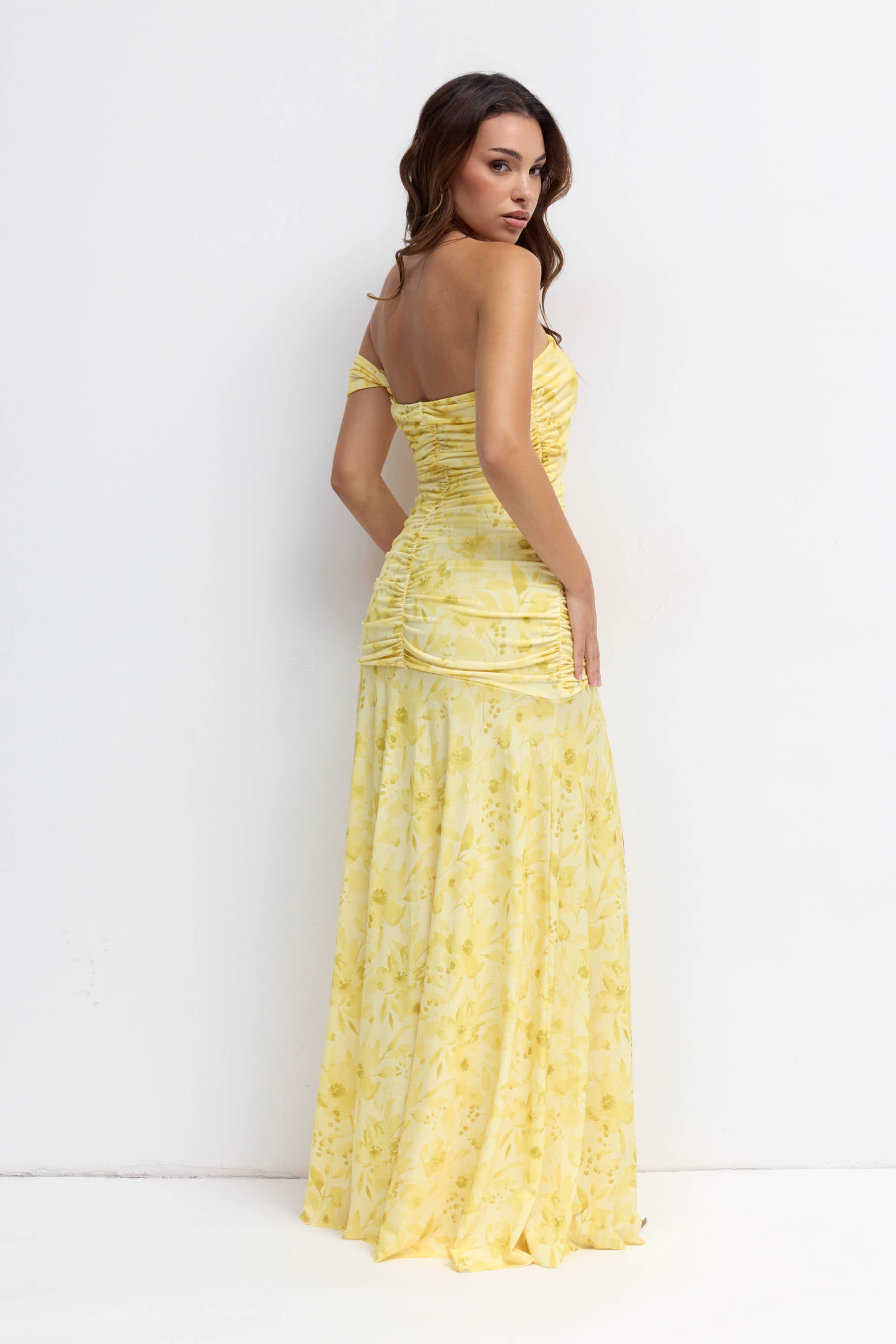 Vestido largo Fiona print amarillo