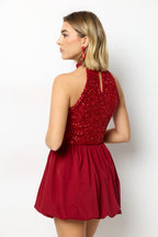 Vestido corto Globo Burdeos