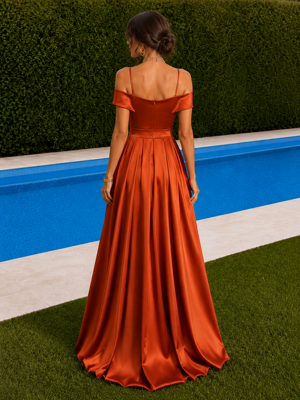Vestido largo Ico Teja