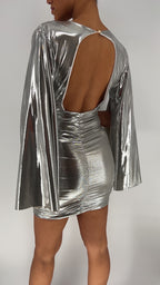 Vestido corto Metallika plata image 2