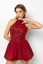 Vestido corto Globo Burdeos