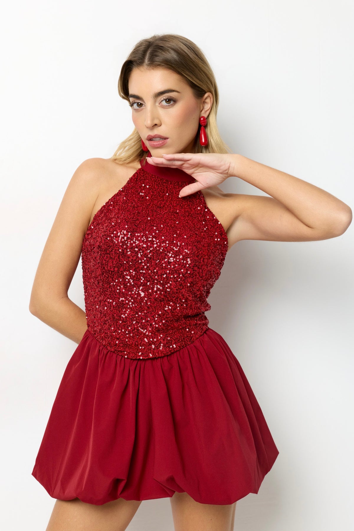 Vestido corto Globo Burdeos