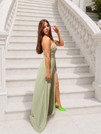 Vestido largo Ithaisa Air pistacho