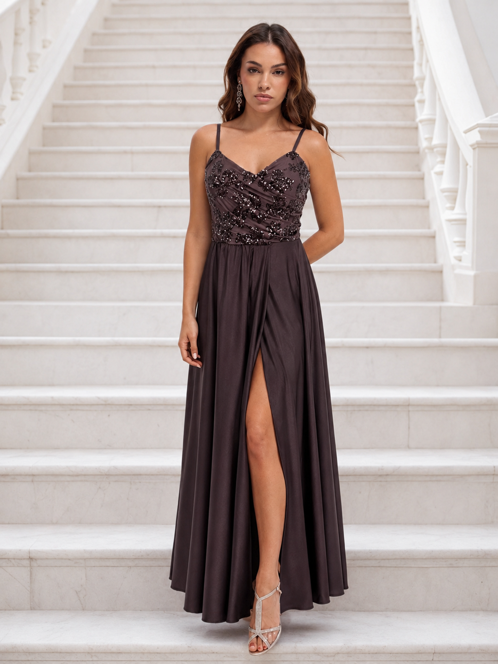 Vestido largo Belha chocolate