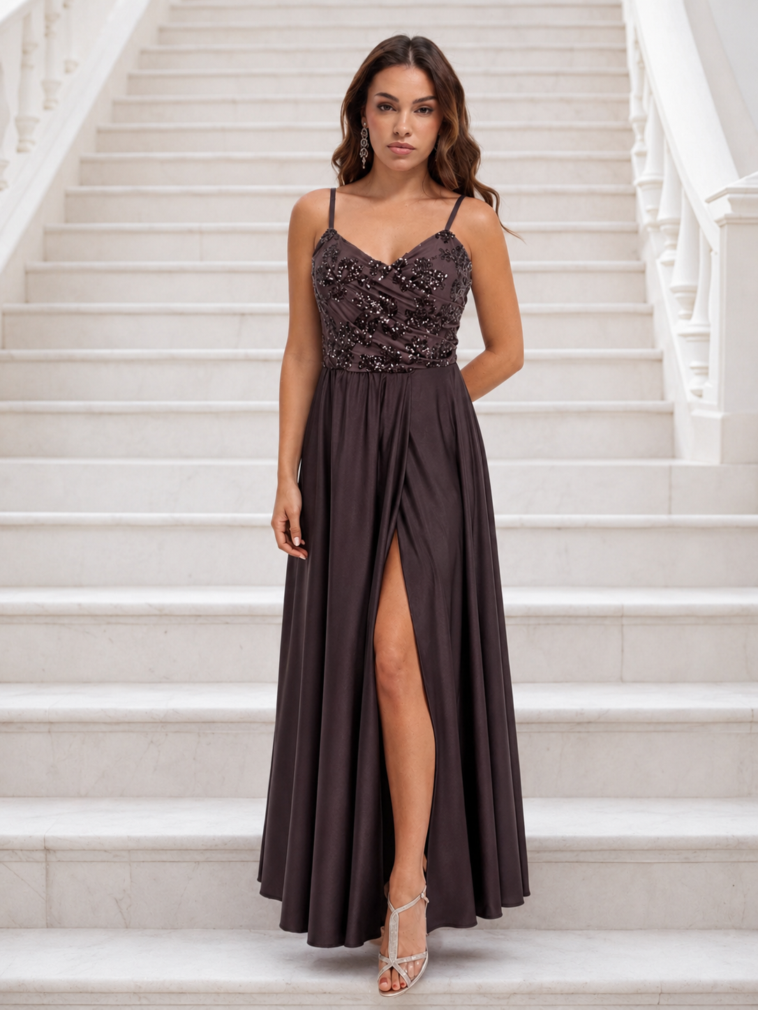 Vestido largo Belha chocolate