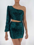 Vestido corto de lentejuelas Naomi petróleo image 2