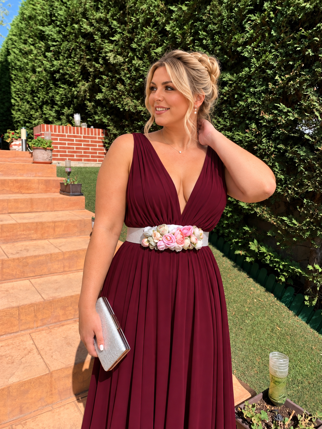 Vestido largo Rose Berenjena-granate