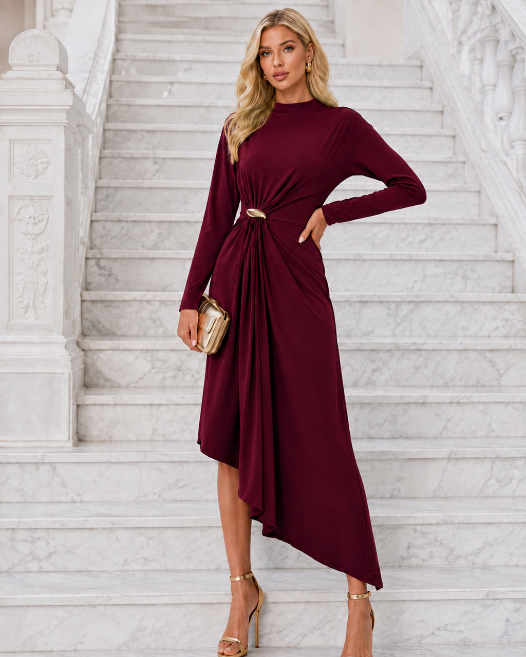 Vestido midi Lix Burdeos