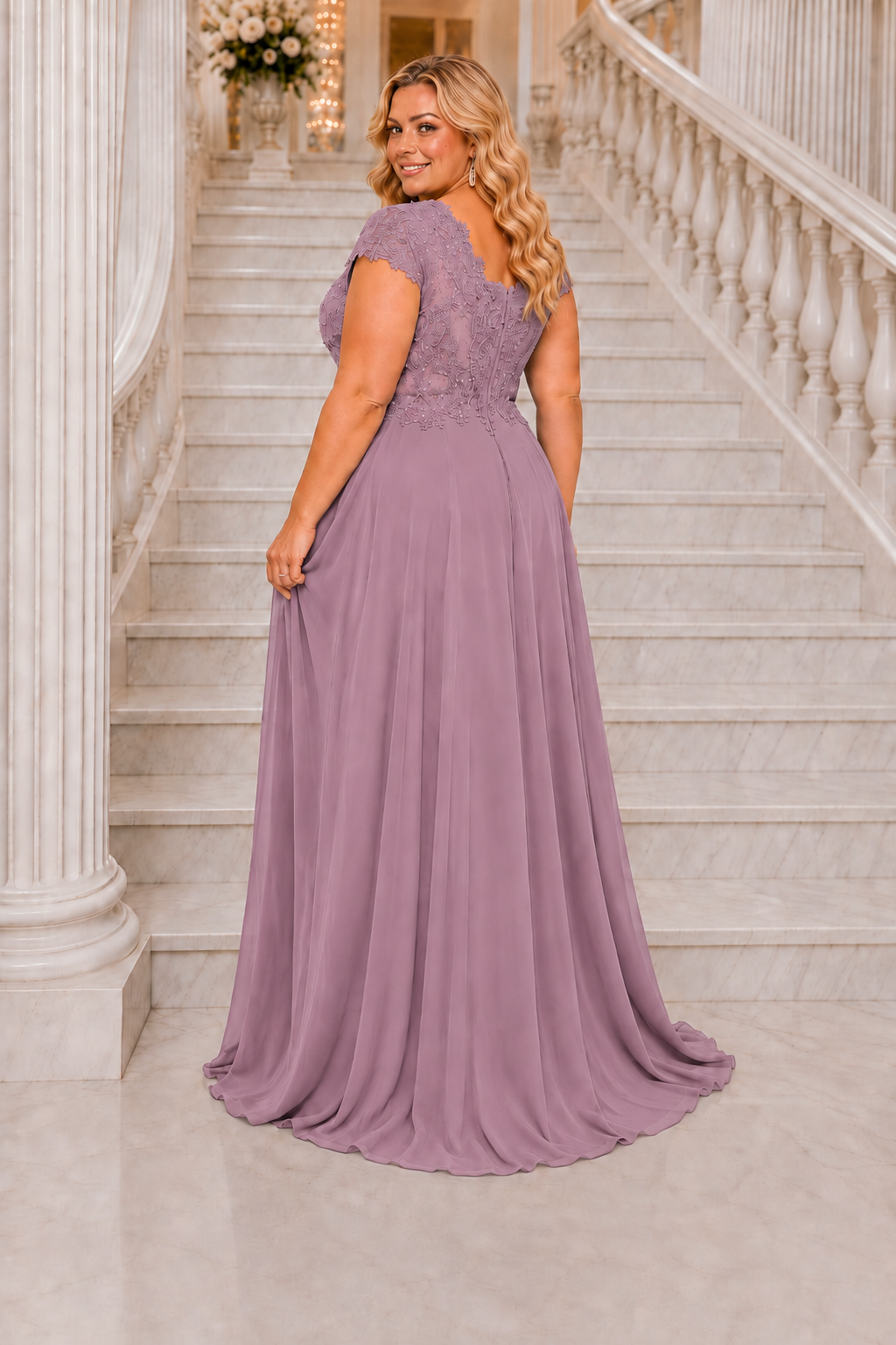 Vestido largo TG Italia Rosa malva