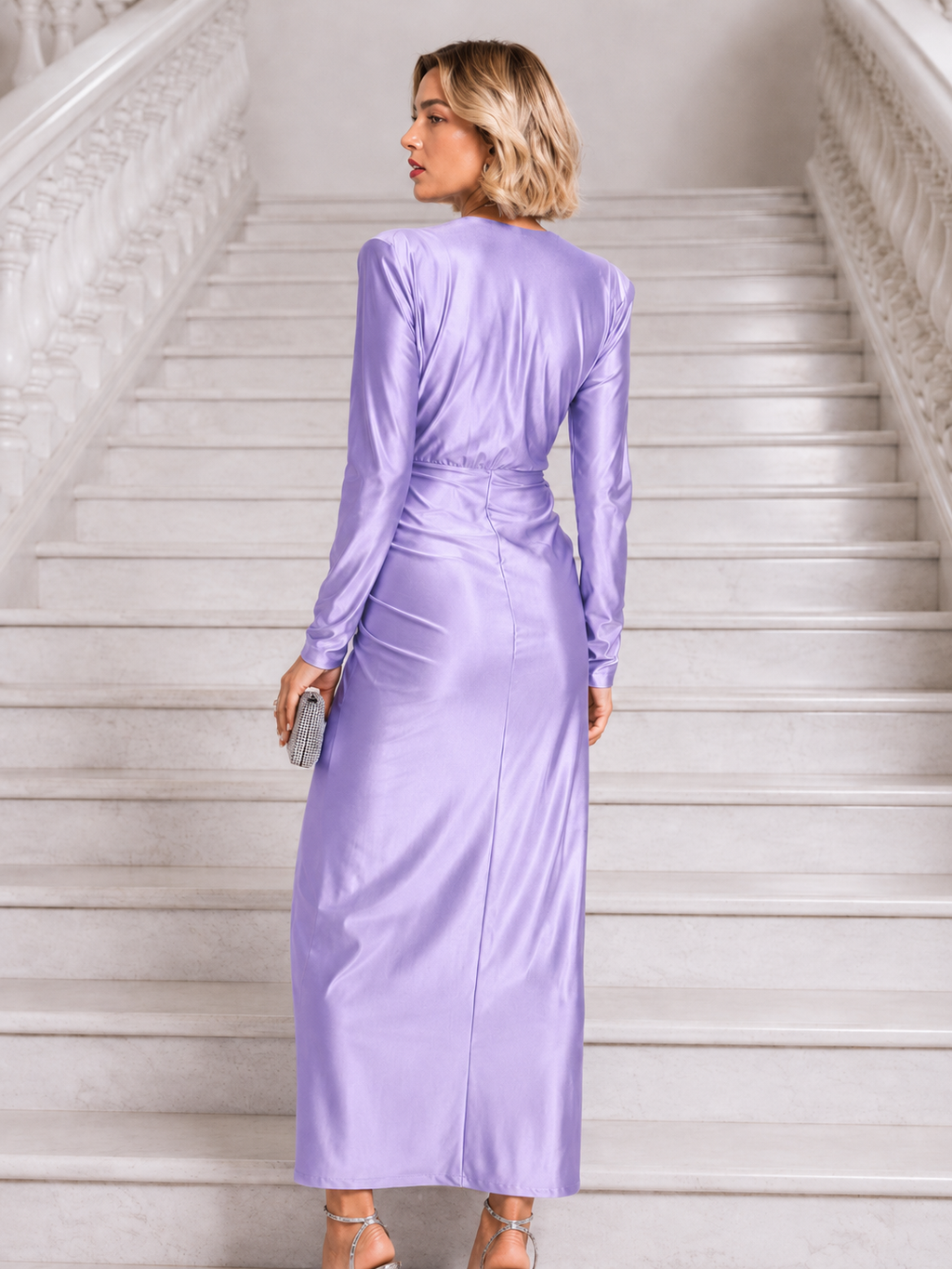 Vestido largo Alexandra manga lila