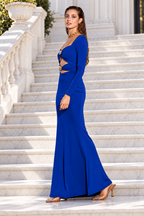 Vestido largo Adelaide manga larga Azulón