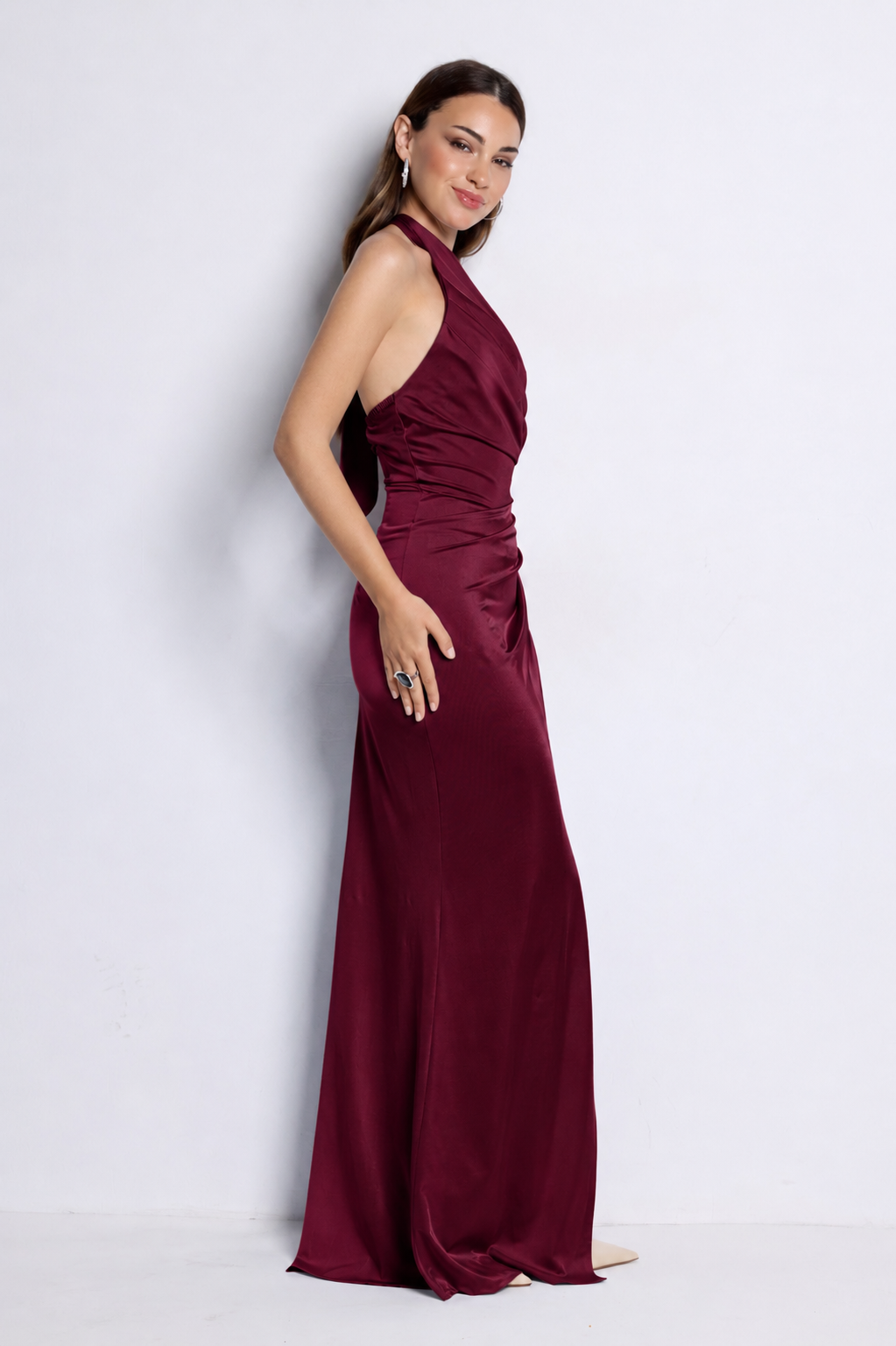Vestido largo Kareins licra burdeos