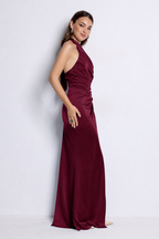 Vestido largo Kareins licra burdeos