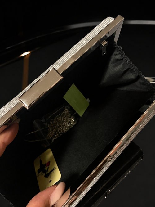 Bolso clutch plata brillo