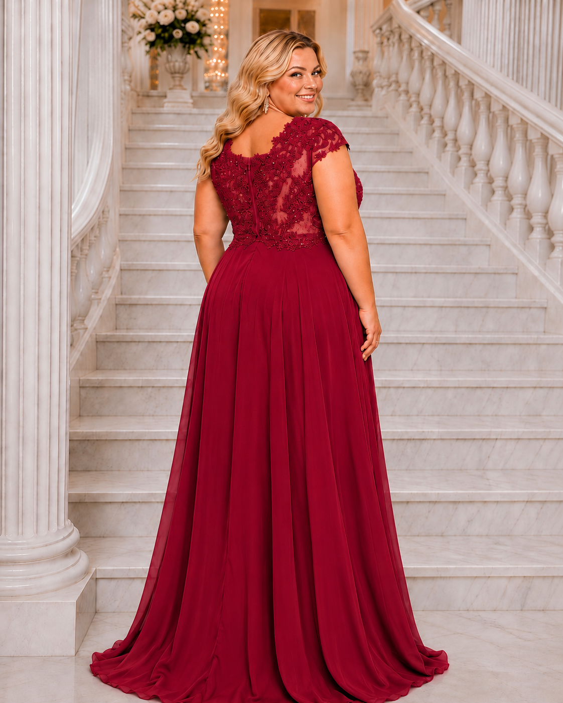 Vestido largo TG Italia Burdeos