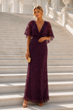 Vestido largo Duna Berenjena