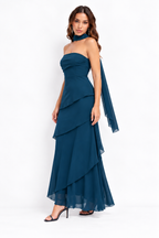 Vestido largo Vera petróleo