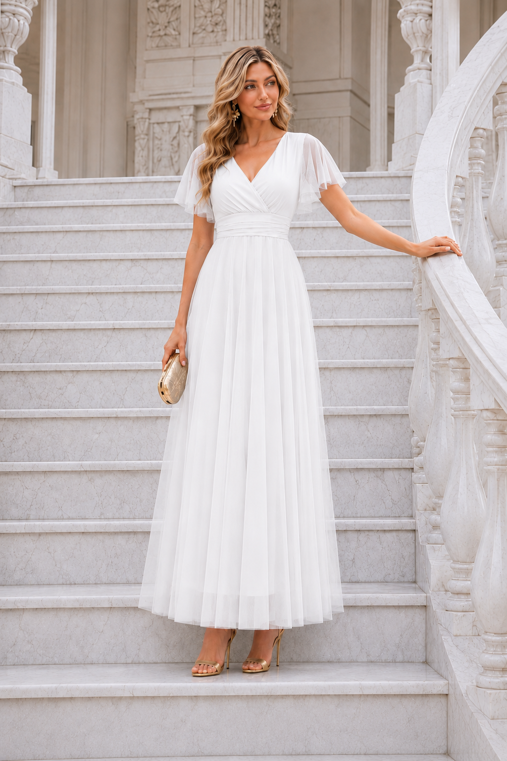 Vestido largo Érika tul Blanco
