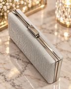Bolso clutch plata brillo