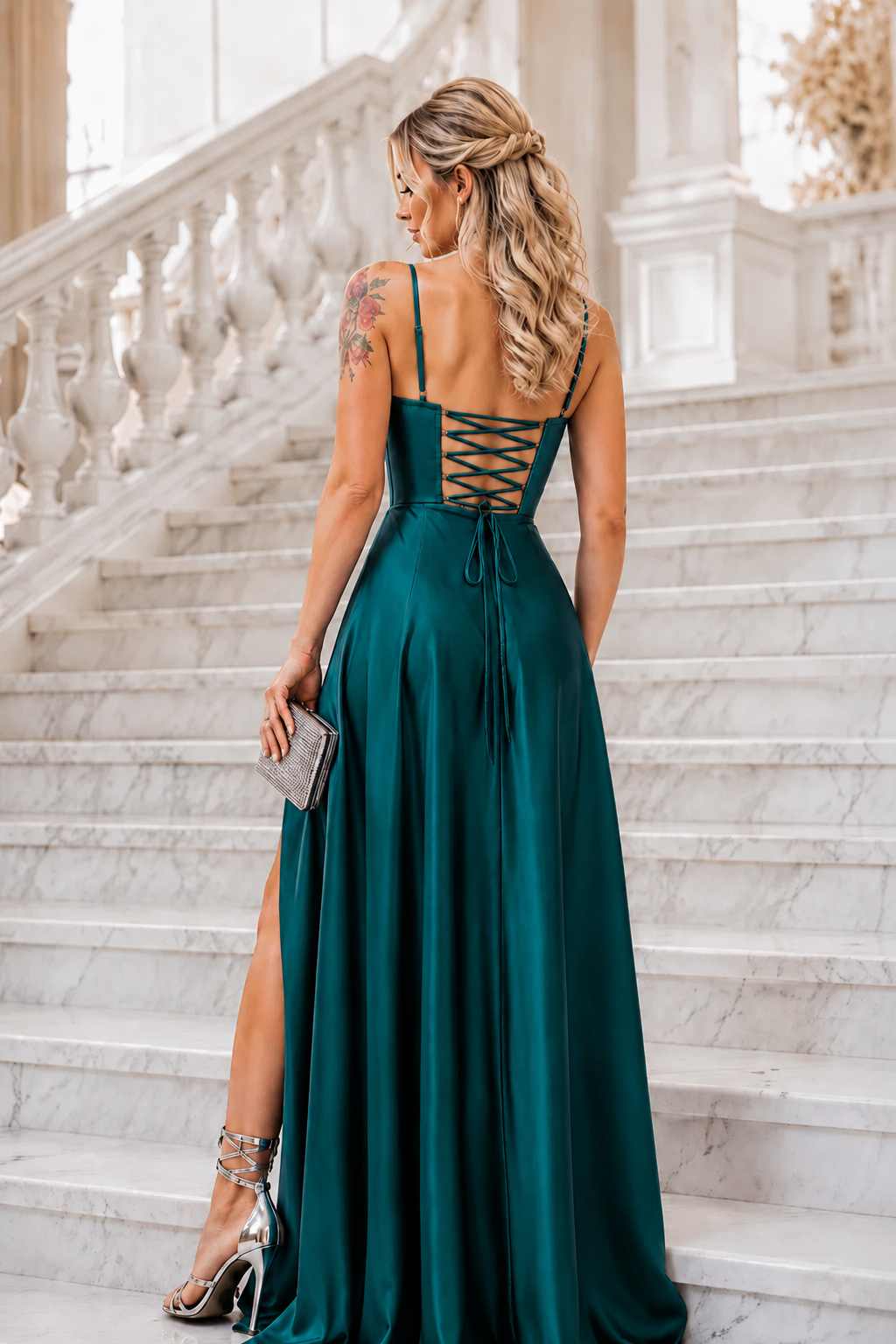 Vestido largo Ginebra petróleo
