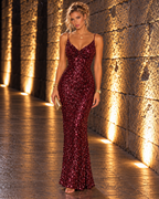 Vestido largo True burdeos