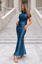 Vestido largo Uxía Petróleo