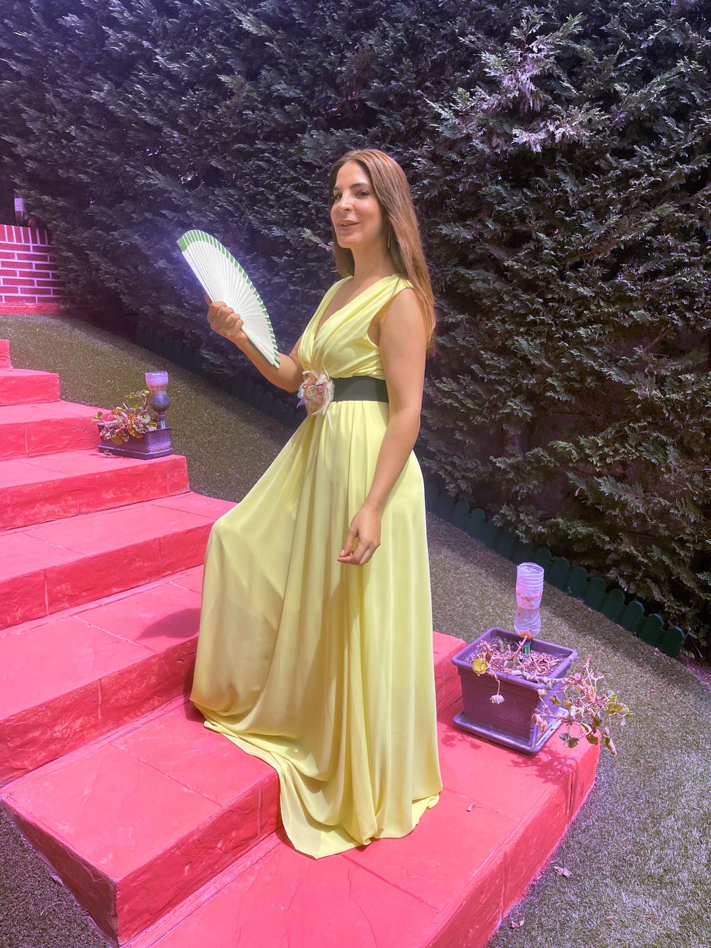 Vestido Rose amarillo limón y cereza image 0